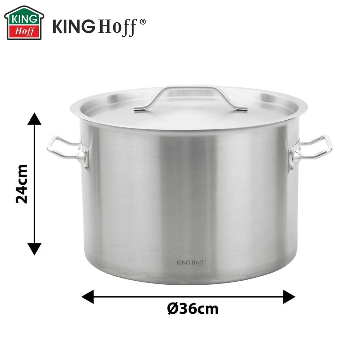 GARNEK GASTRONOMICZNY Z POKRYWĄ STALOWĄ Ø36cm 24L KINGHOFF KH-2024