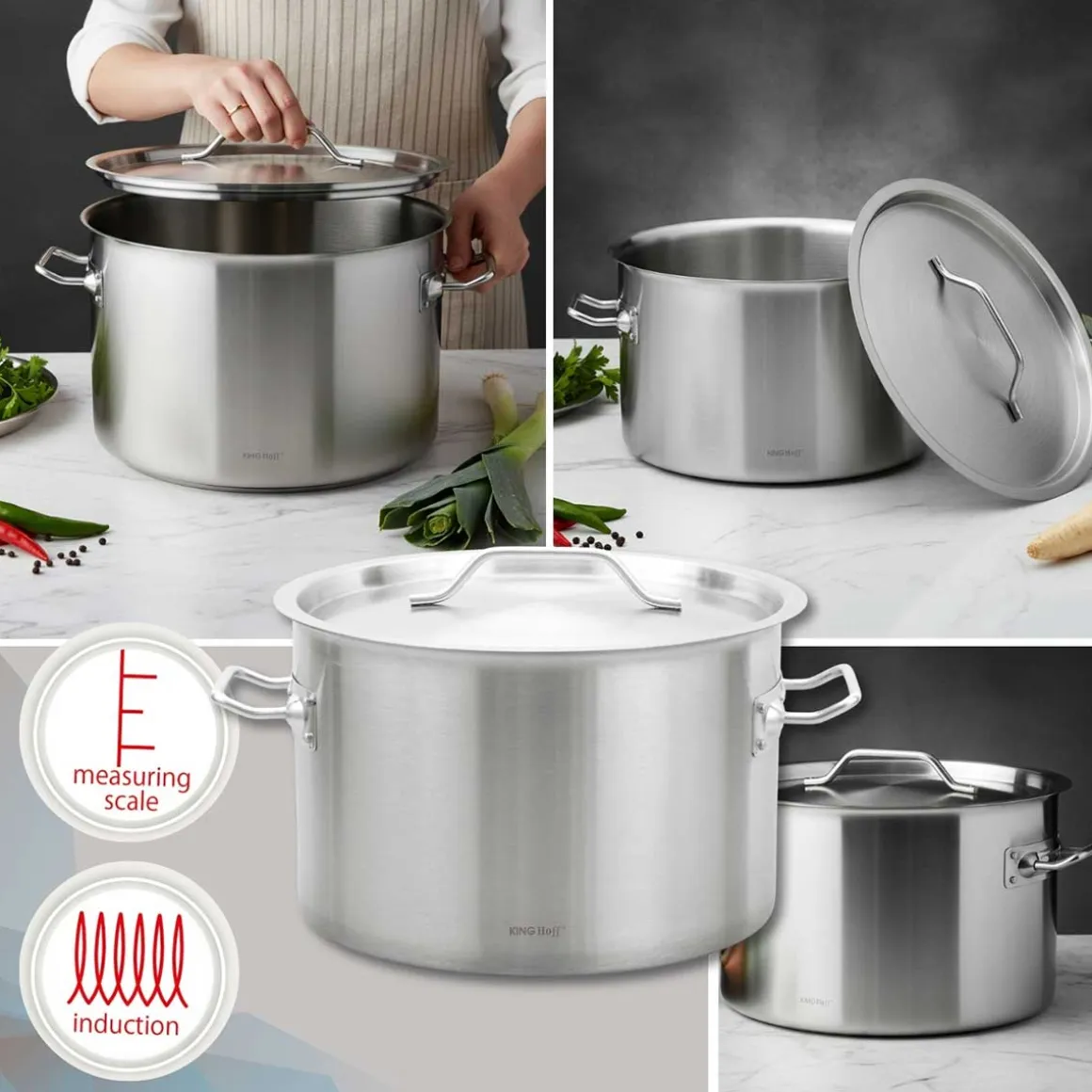GARNEK GASTRONOMICZNY Z POKRYWĄ STALOWĄ Ø32cm 17L KINGHOFF KH-2023