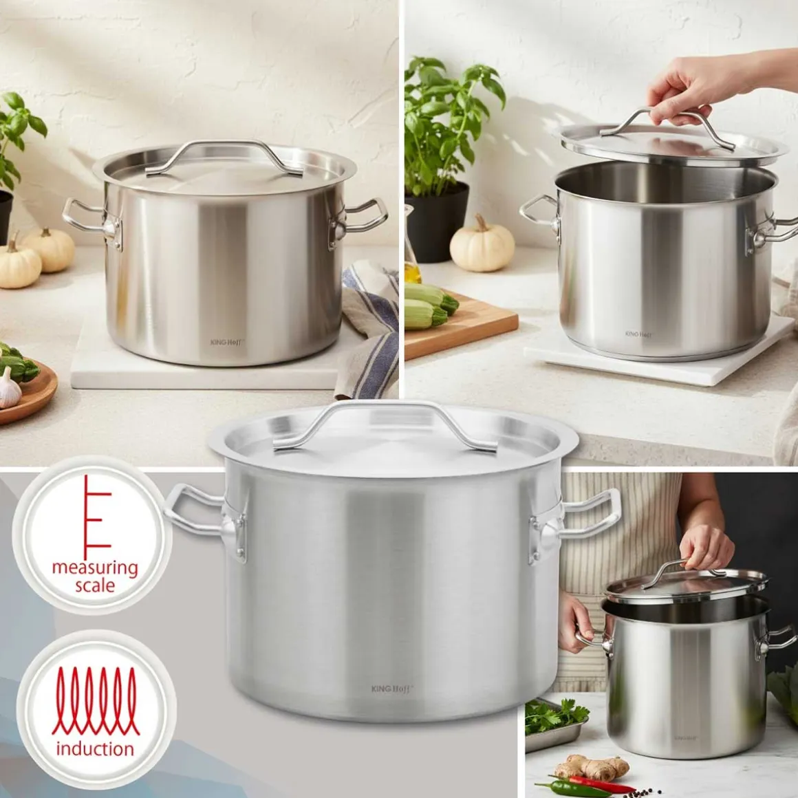 GARNEK GASTRONOMICZNY Z POKRYWĄ STALOWĄ Ø30cm 14L KINGHOFF KH-2022