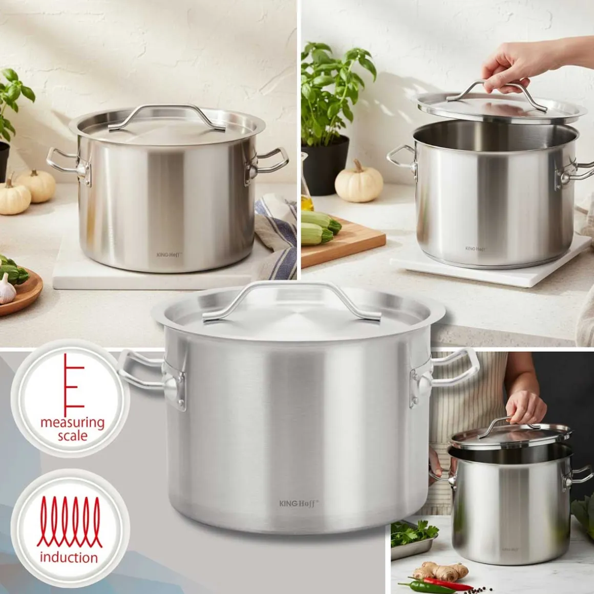 GARNEK GASTRONOMICZNY Z POKRYWĄ STALOWĄ Ø25cm 9L KINGHOFF KH-2021