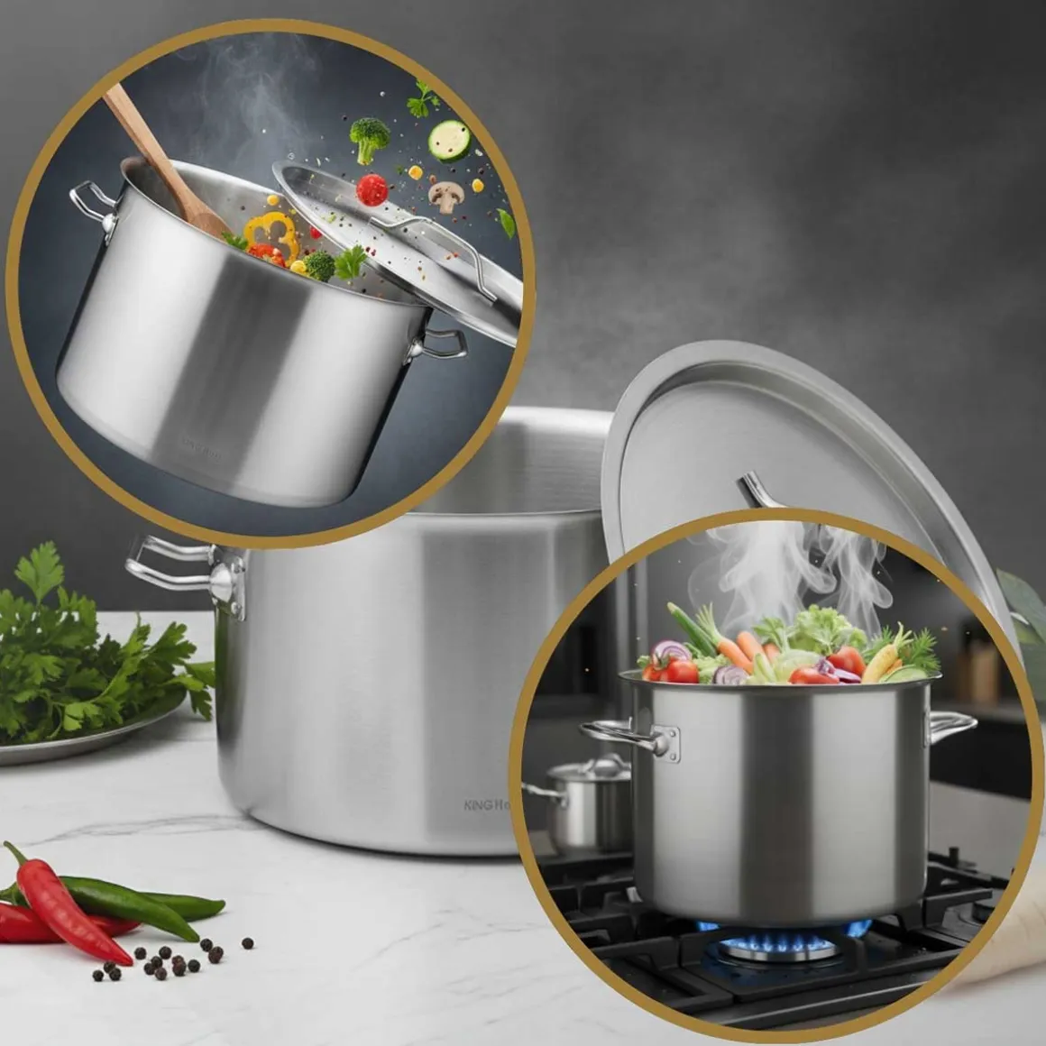 GARNEK GASTRONOMICZNY Z POKRYWĄ STALOWĄ Ø25cm 9L KINGHOFF KH-2021