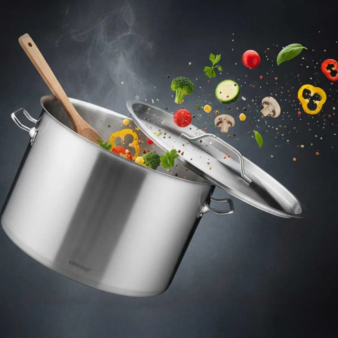 GARNEK GASTRONOMICZNY Z POKRYWĄ STALOWĄ Ø25cm 9L KINGHOFF KH-2021