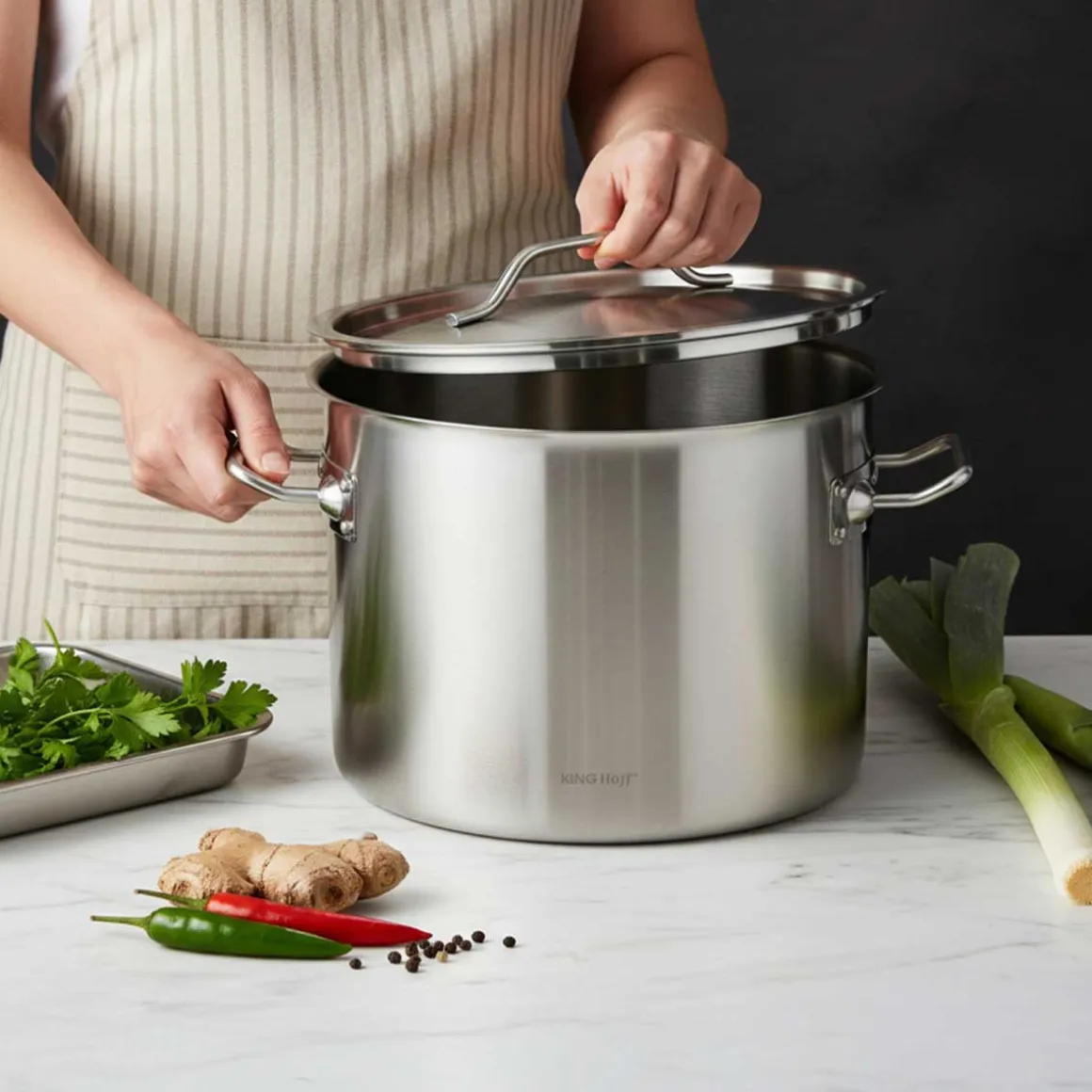GARNEK GASTRONOMICZNY Z POKRYWĄ STALOWĄ Ø25cm 9L KINGHOFF KH-2021
