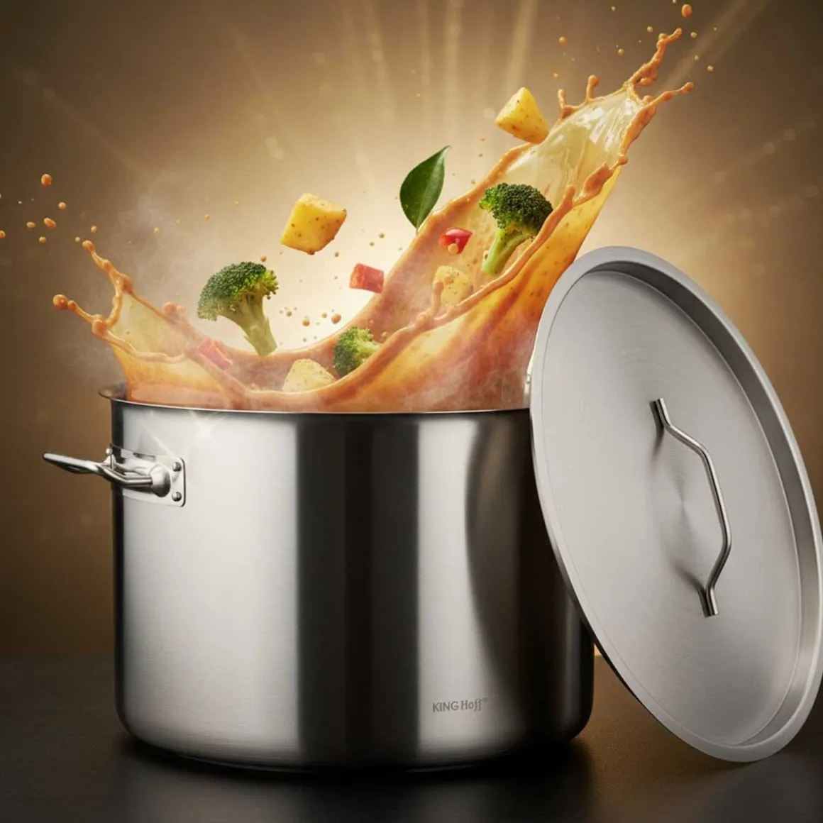 GARNEK GASTRONOMICZNY Z POKRYWĄ STALOWĄ Ø25cm 9L KINGHOFF KH-2021