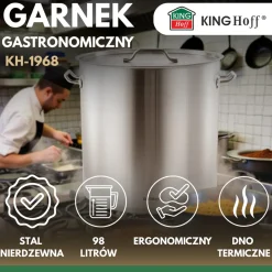 GARNEK GASTRONOMICZNY Z POKRYWĄ STALOWĄ 98L KINGHOFF KH-1968