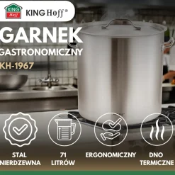 GARNEK GASTRONOMICZNY Z POKRYWĄ STALOWĄ 71L KINGHOFF KH-1967