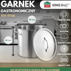 GARNEK GASTRONOMICZNY Z POKRYWĄ STALOWĄ 50L KINGHOFF KH-1966