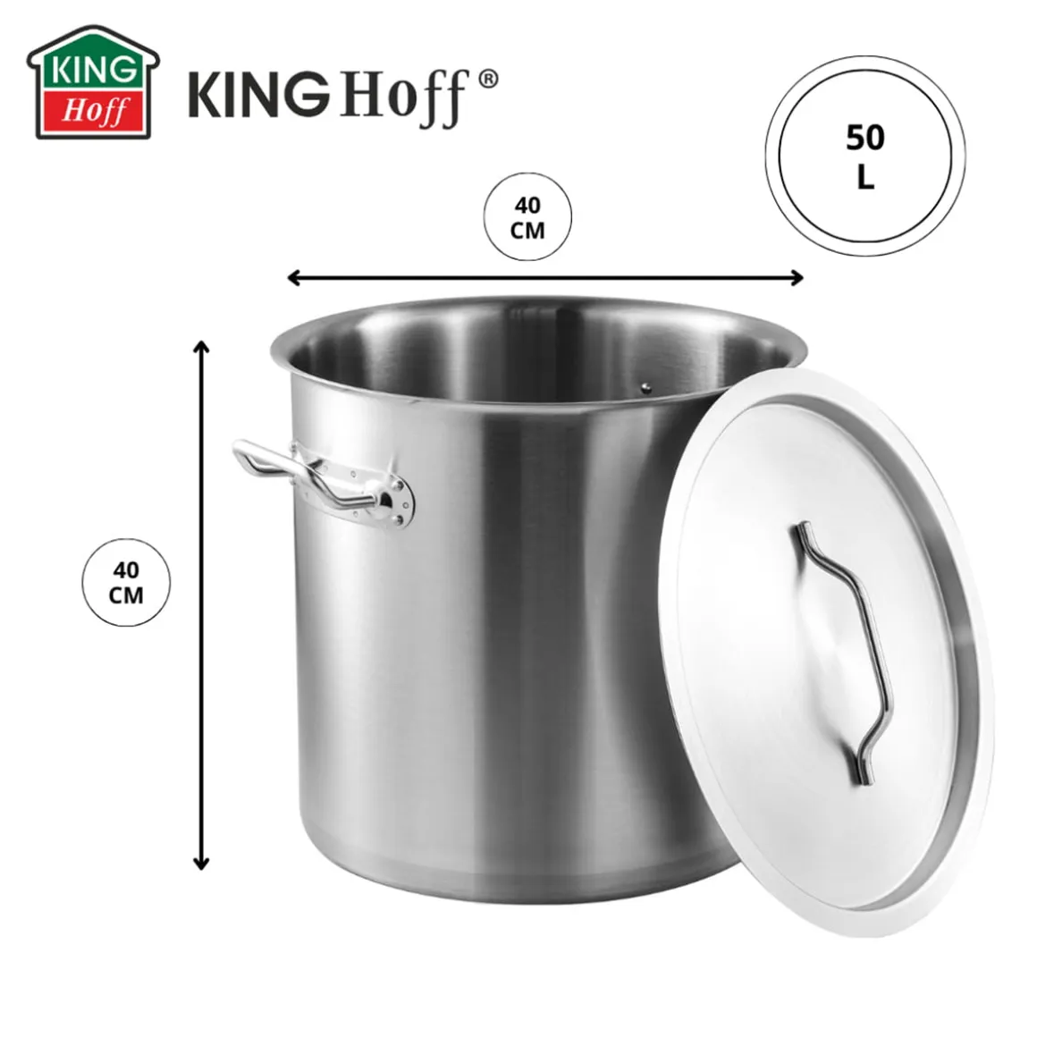 GARNEK GASTRONOMICZNY Z POKRYWĄ STALOWĄ 50L KINGHOFF KH-1966