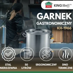 GARNEK GASTRONOMICZNY Z POKRYWĄ STALOWĄ 50L KINGHOFF KH-1966