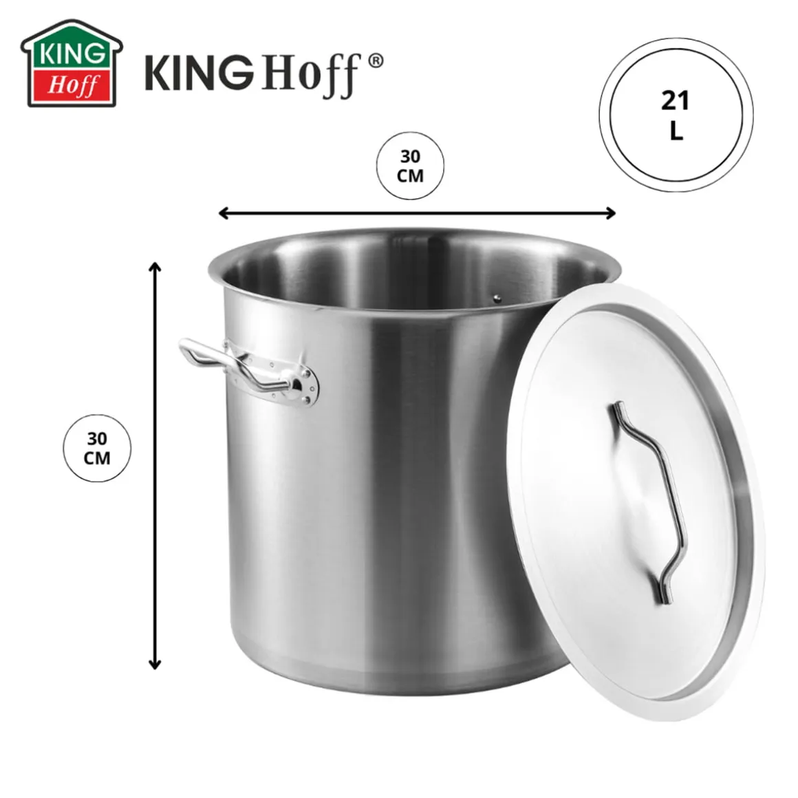 GARNEK GASTRONOMICZNY Z POKRYWĄ STALOWĄ 21L KINGHOFF KH-1962