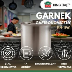 GARNEK GASTRONOMICZNY Z POKRYWĄ STALOWĄ 17L KINGHOFF KH-1961