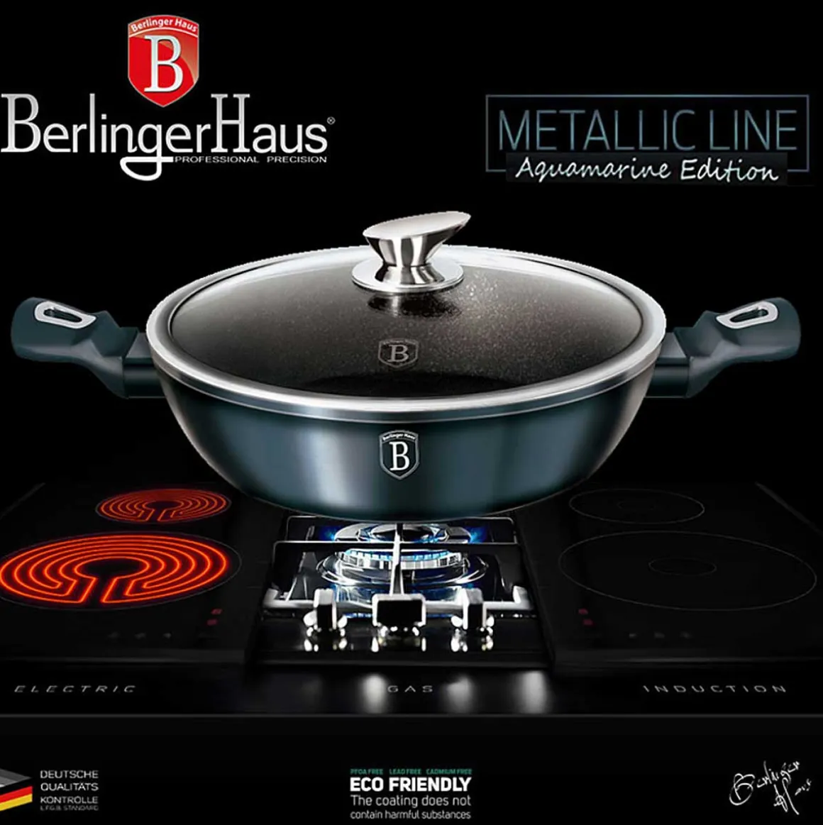 GARNEK GRANITOWY 28cm BERLINGER HAUS AQUAMARINE BH-6794
