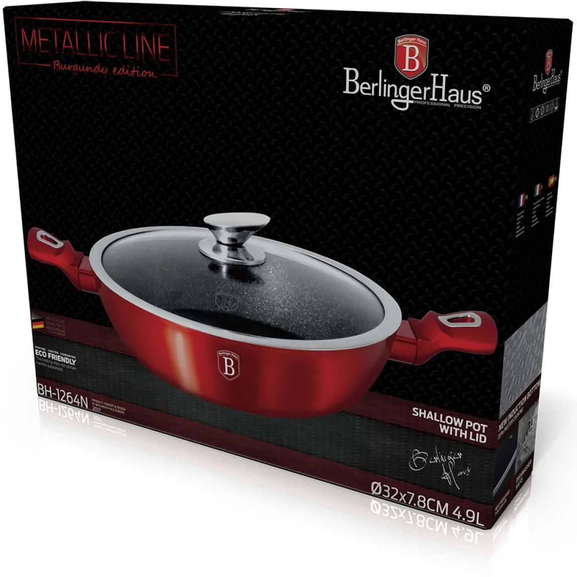 GARNEK GRANITOWY 32cm BERLINGERHAUS RED METALLIC LINE BH-1264