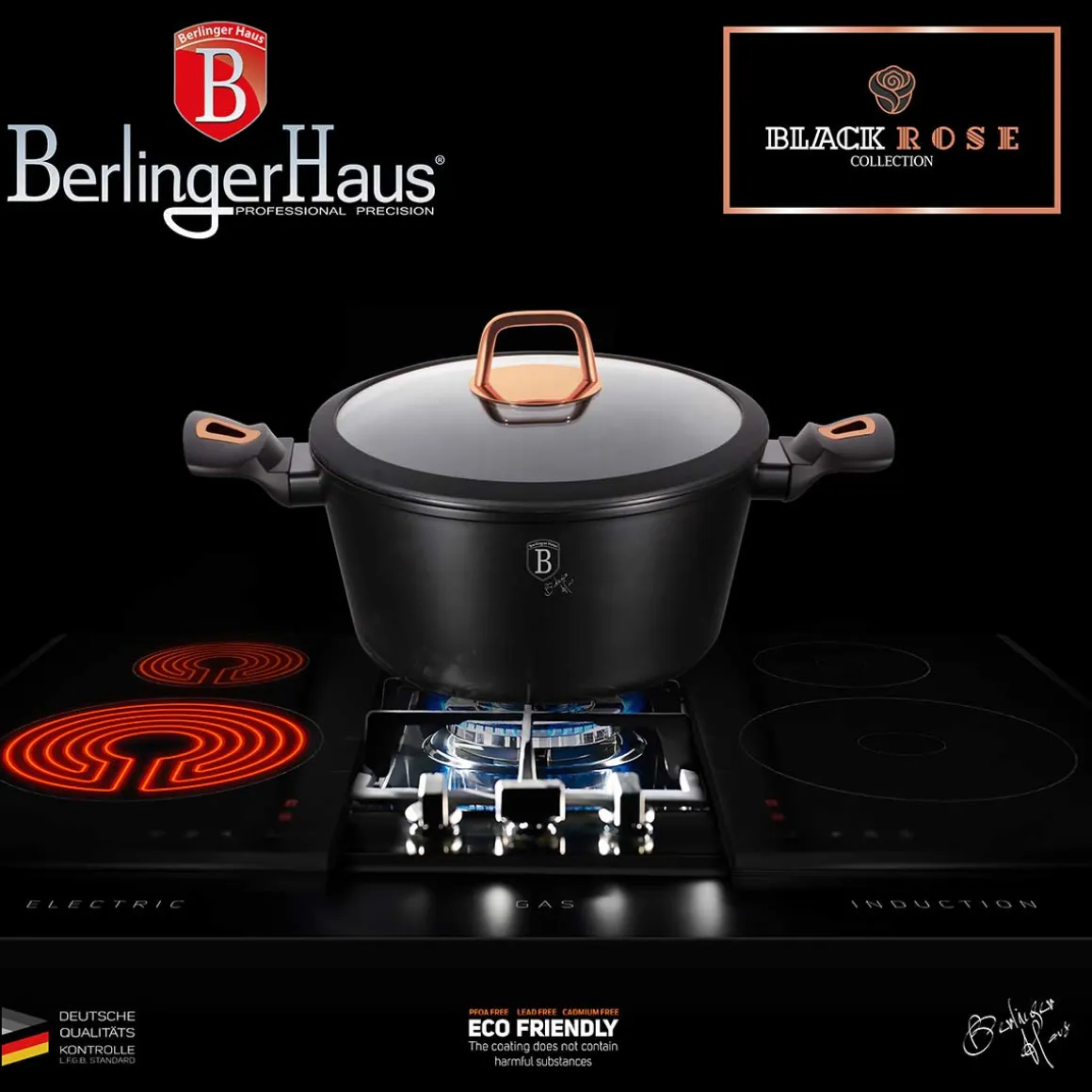 GARNEK GRANITOWY 20cm BERLINGERHAUS BLACK ROSE BH-1641