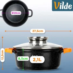 GARNEK GRANITOWY 2,1L 20cm Z POKRYWĄ Z AROMATYZEREM TERRUNA 199104