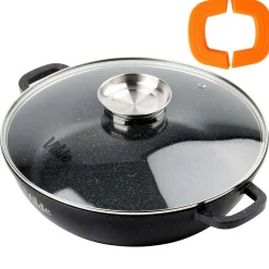 GARNEK GRANITOWY PŁASKI PATELNIA 4,7L 32cm Z POKRYWĄ Z AROMATYZEREM TERRUNA 199109