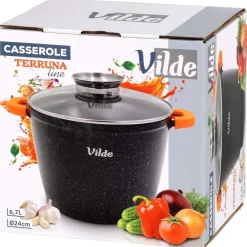 GARNEK GRANITOWY WYSOKI 6,7L 24cm Z POKRYWĄ Z AROMATYZEREM TERRUNA 199110