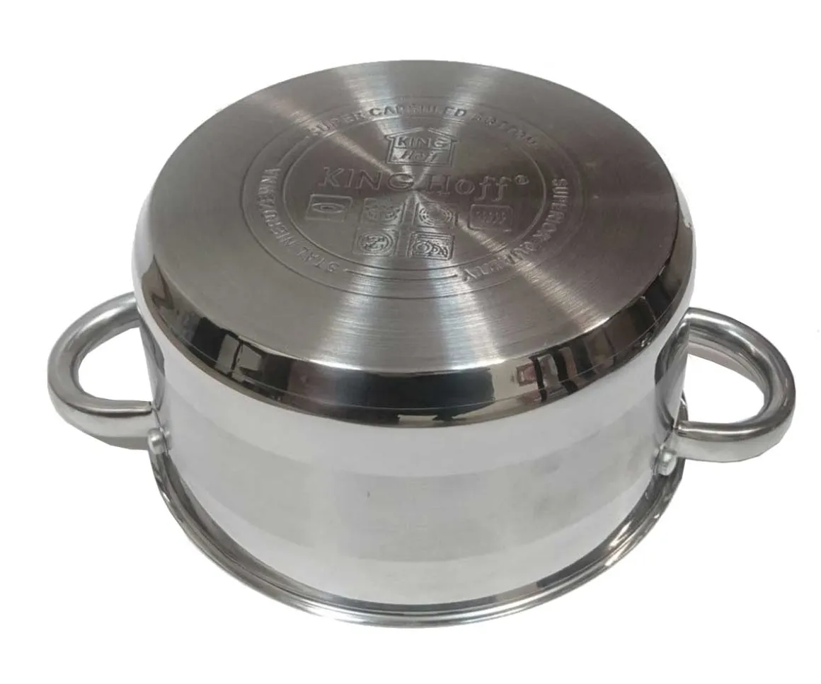 GARNEK STALOWY Z POKRYWĄ 16cm KINGHOFF CHEF 1,5L