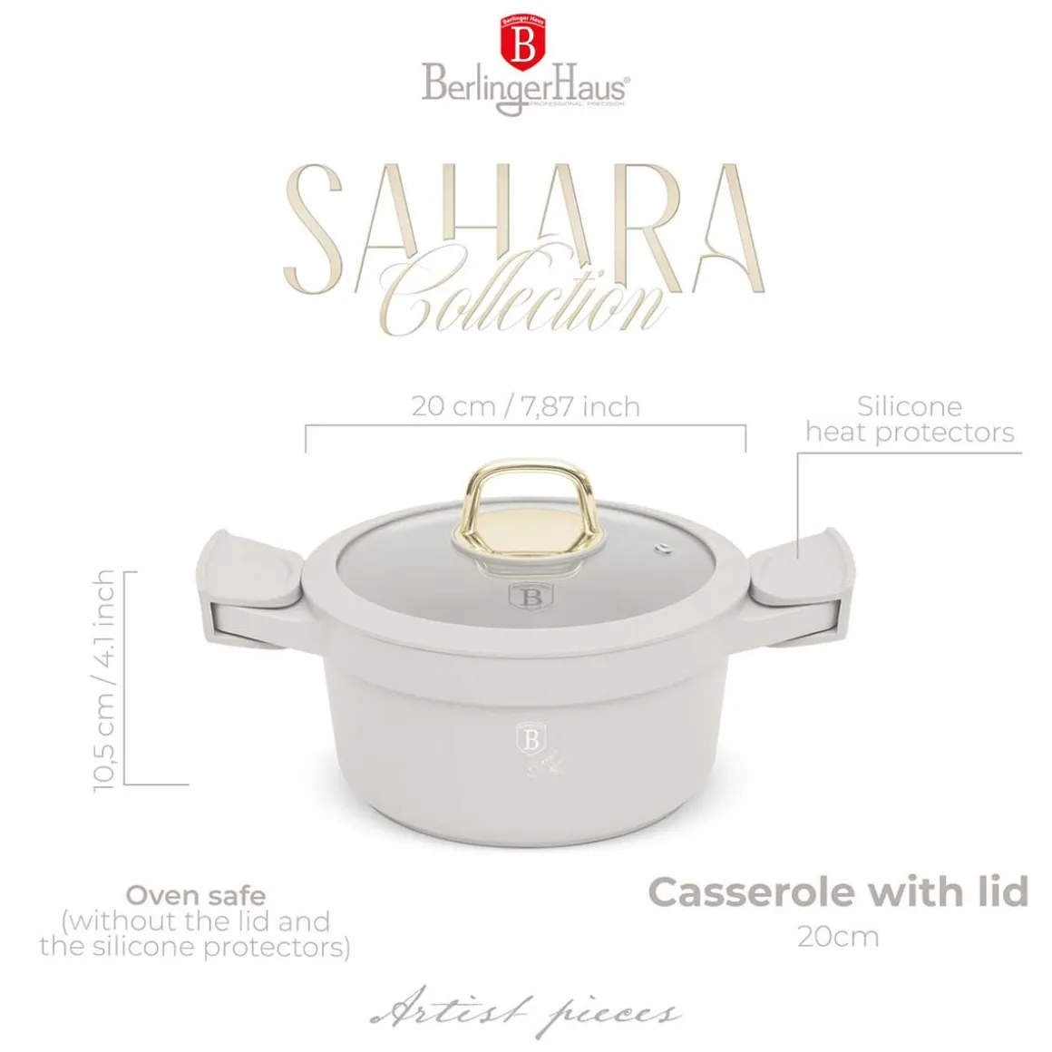 GARNEK TYTANOWY Z POKRYWĄ 20cm BERLINGER HAUS BH-7786 SAHARA