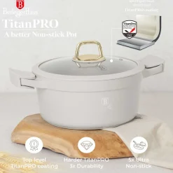 GARNEK TYTANOWY Z POKRYWĄ 24cm BERLINGER HAUS BH-7787 SAHARA