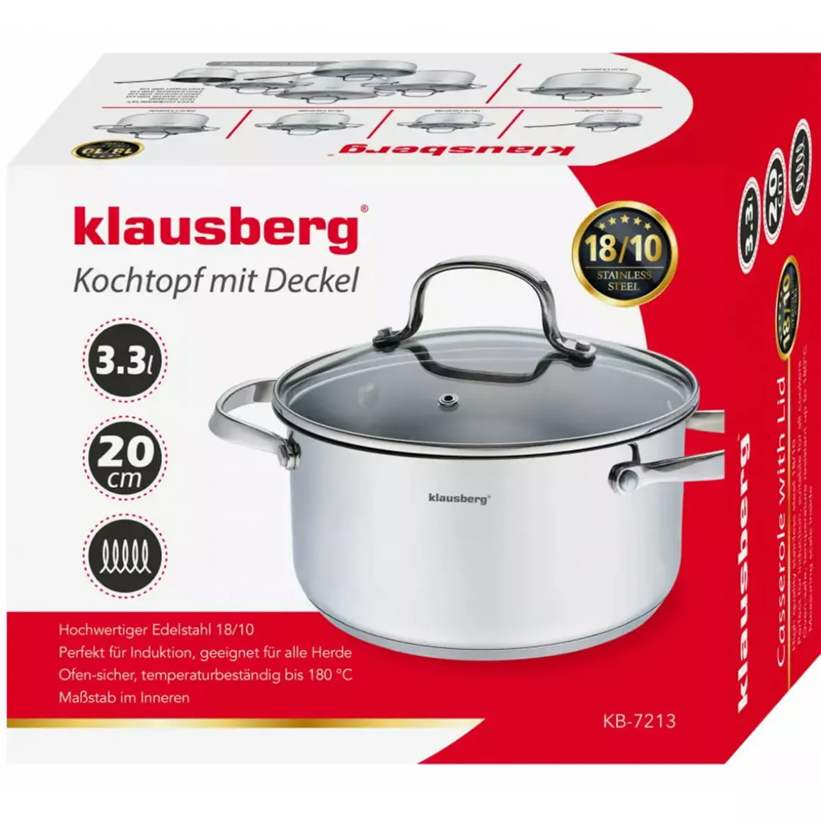 GARNEK Z POKRYWĄ 20cm KLAUSBERG KB-7213 3,3L