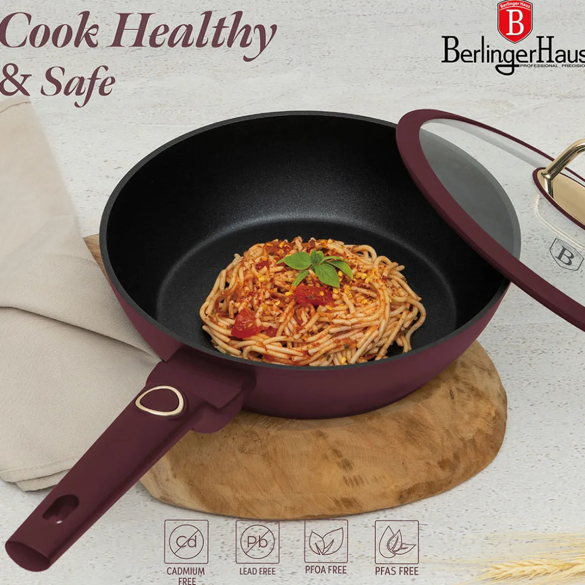 GŁĘBOKA PATELNIA TYTANOWA 24cm BERLINGER HAUS BH-8032 LEONARDO