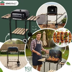 GRILL WĘGLOWY NA KÓŁKACH Z PÓŁKAMI KINGHOFF KH-2034