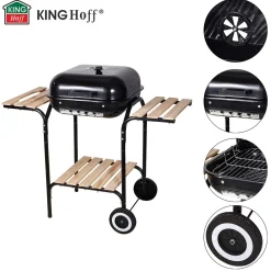 GRILL WĘGLOWY NA KÓŁKACH Z PÓŁKAMI KINGHOFF KH-2034