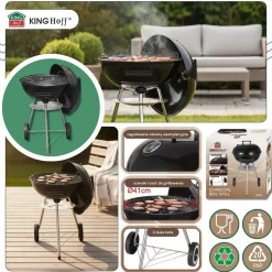 GRILL WĘGLOWY Z POKRYWĄ 41cm KINGHOFF KH-2033