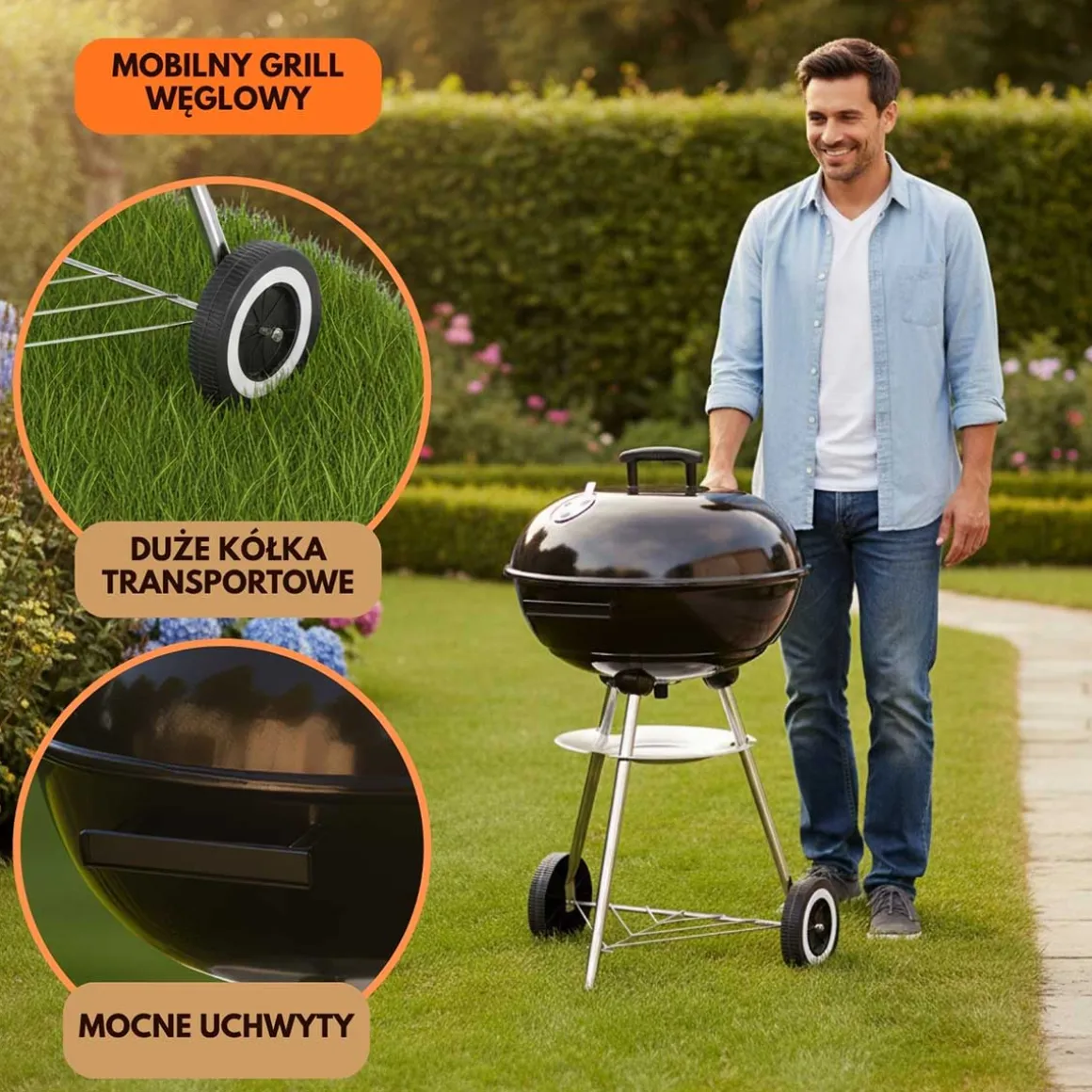 GRILL WĘGLOWY Z POKRYWĄ 41cm KINGHOFF KH-2033