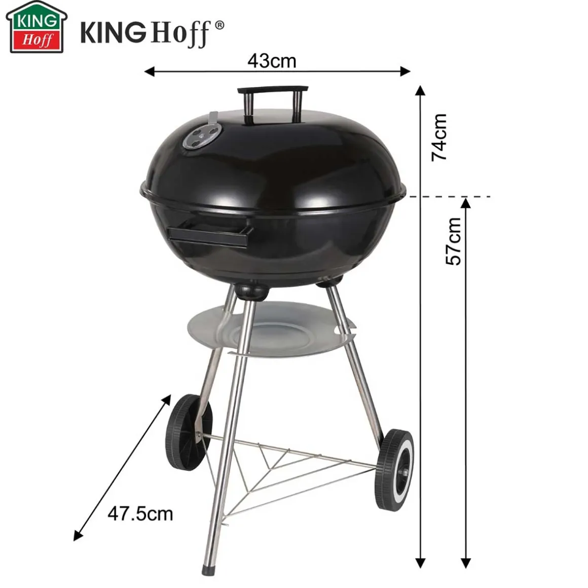 GRILL WĘGLOWY Z POKRYWĄ 41cm KINGHOFF KH-2033