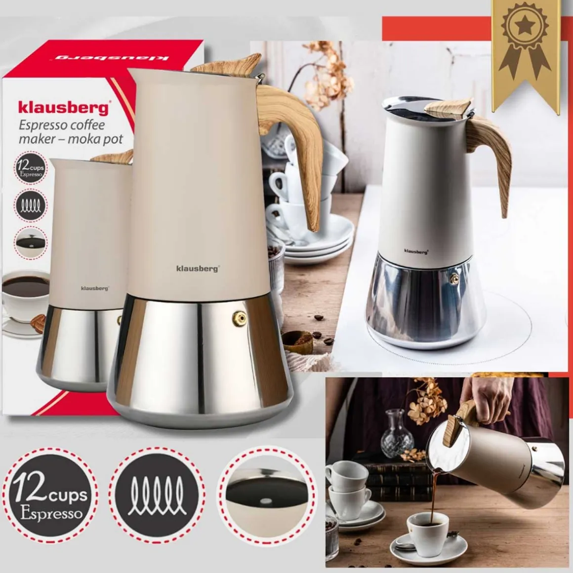 KAWIARKA ZAPARZACZ DO KAWY 600ml KLAUSBERG KB-7997 INDUKCJA