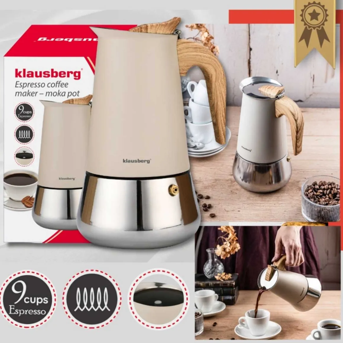 KAWIARKA ZAPARZACZ DO KAWY 450ml KLAUSBERG KB-7996 INDUKCJA