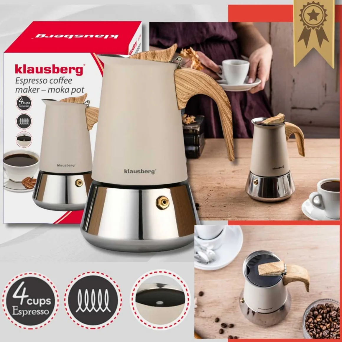KAWIARKA ZAPARZACZ DO KAWY 200ml KLAUSBERG KB-7994 INDUKCJA