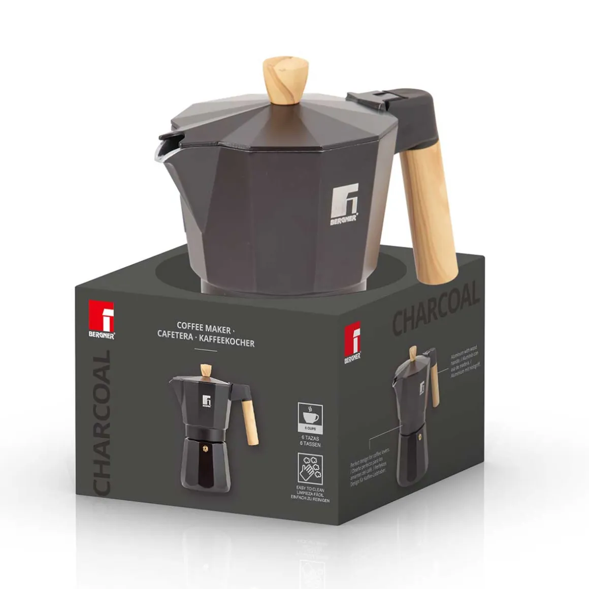 KAWIARKA ZAPARZACZ DO KAWY 300ml BERGNER BG-38239 CHARCOAL INDUKCJA