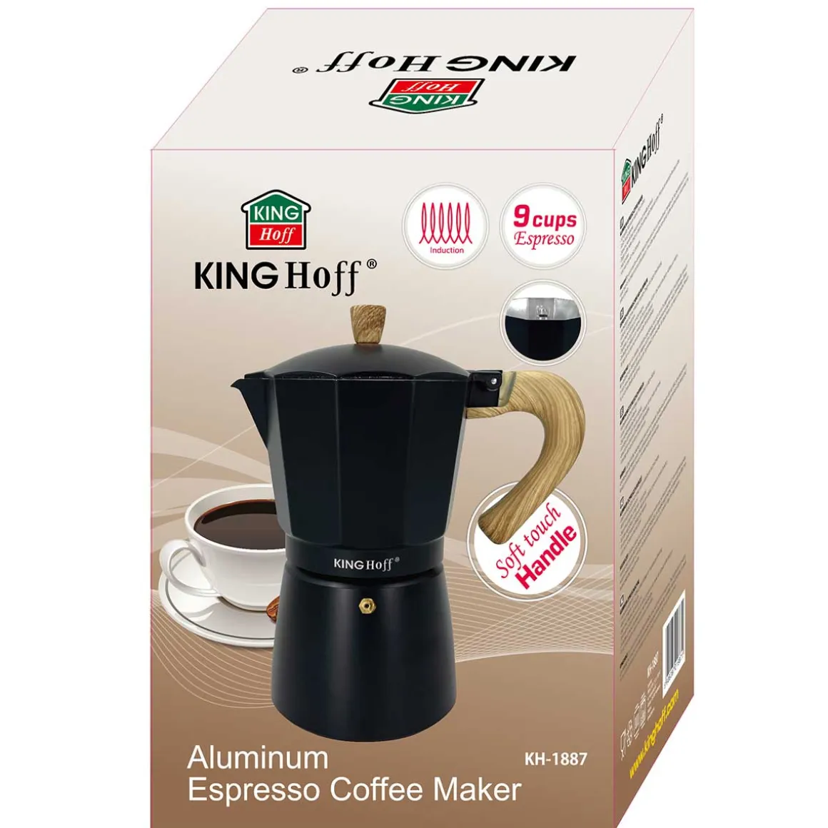 KAWIARKA ZAPARZACZ DO KAWY 450ml KINGHOFF KH-1887 INDUKCJA