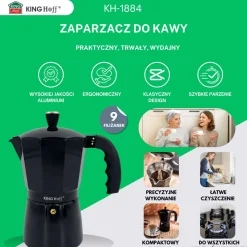 KAWIARKA ZAPARZACZ DO KAWY 450ml KINGHOFF KH-1884 INDUKCJA
