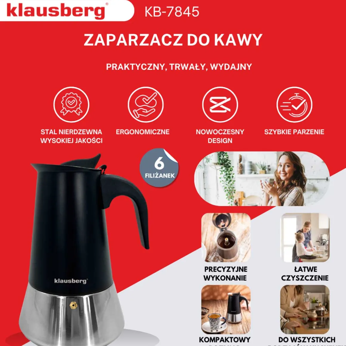 KAWIARKA ZAPARZACZ DO KAWY 300ml KLAUSBERG KB-7845 INDUKCJA