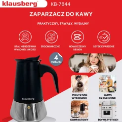 KAWIARKA ZAPARZACZ DO KAWY 200ml KLAUSBERG KB-7844 INDUKCJA