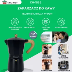KAWIARKA ZAPARZACZ DO KAWY 600ml KINGHOFF KH-1888 INDUKCJA