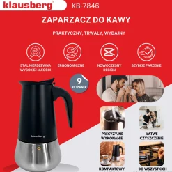 KAWIARKA ZAPARZACZ DO KAWY 450ml KLAUSBERG KB-7846 INDUKCJA