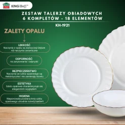 KOMPLET OBIADOWY OPAL MARIGOLD DLA 6 OSÓB 18 ELEM. KINGHOFF KH-1921