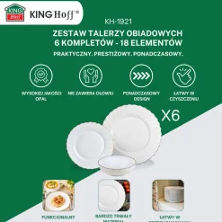 KOMPLET OBIADOWY OPAL MARIGOLD DLA 6 OSÓB 18 ELEM. KINGHOFF KH-1921