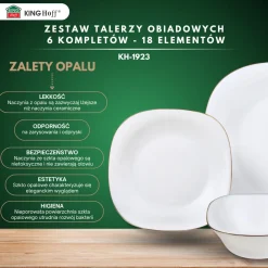 KOMPLET OBIADOWY TOPAZ DLA 6 OSÓB 18 ELEM. KINGHOFF KH-1923