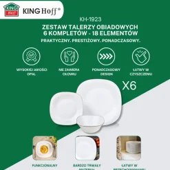KOMPLET OBIADOWY TOPAZ DLA 6 OSÓB 18 ELEM. KINGHOFF KH-1923