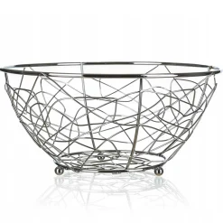 KOSZYK STALOWY SREBRNY NA OWOCE 23cm BANQUET VANITY