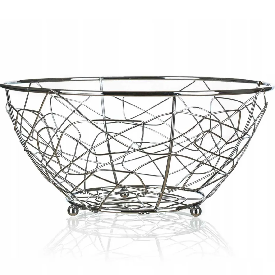 KOSZYK STALOWY SREBRNY NA OWOCE 23cm BANQUET VANITY