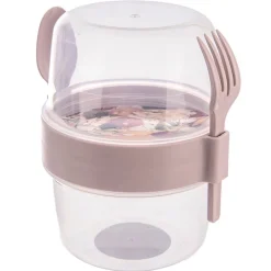 KUBEK POJEMNIK 370 ml Z ŁYŻECZKĄ i WIDELCEM NA JOGURT MUSLI SAŁATKĘ 121784