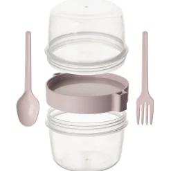 KUBEK POJEMNIK 370 ml Z ŁYŻECZKĄ i WIDELCEM NA JOGURT MUSLI SAŁATKĘ 121784
