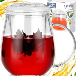 KUBEK SZKLANY 530ml Z ZAPARZACZEM I POKRYWĄ 139817